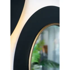 Kirkland's Home Drew Ii Black And Gold Round Led Mirror- Decorative Mirrors