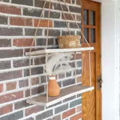 Kirkland's Home Driftwood And Jute Rope Hanging Wall Shelf- Shelves