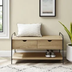 Kirkland's Home Driftwood Shannon 2-Drawer Storage Bench- Entryway Furniture