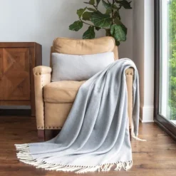Kirkland's Home Dusk Herringbone Throw With Fringe- Blankets & Throws