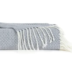 Kirkland's Home Dusk Herringbone Throw With Fringe- Blankets & Throws