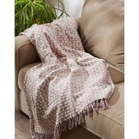 Kirkland's Home Dusty Lilac Urban Check Throw- Blankets & Throws
