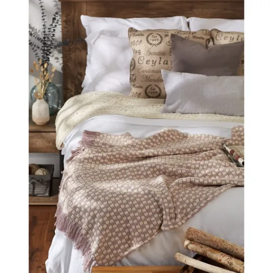 Kirkland's Home Dusty Lilac Urban Check Throw- Blankets & Throws