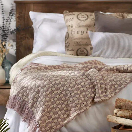 Kirkland's Home Dusty Lilac Urban Check Throw- Blankets & Throws