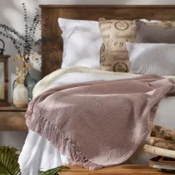 Kirkland's Home Dusty Ribbed Fringe Throw- Blankets & Throws