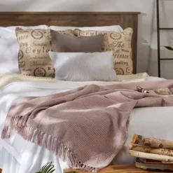 Kirkland's Home Dusty Ribbed Fringe Throw- Blankets & Throws