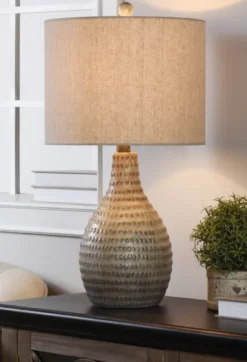 Kirkland's Home Earth Tone Oak Table Lamp- Table Lamps