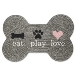 Kirkland's Home Eat Play Love Bone-Shaped Pet Bowl Mat- Kitchen & Floor Mats
