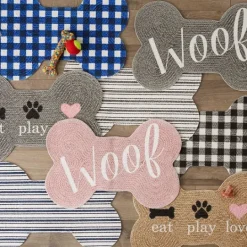 Kirkland's Home Eat Play Love Bone-Shaped Pet Bowl Mat- Kitchen & Floor Mats