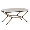 Kirkland's Home Eclectic Black And White Striped X Frame Bench- Benches & Ottomans