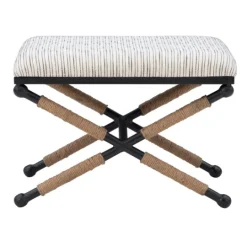 Kirkland's Home Eclectic Black And White Striped X Frame Stool- Benches & Ottomans