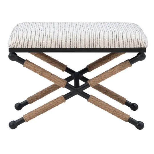 Kirkland's Home Eclectic Black And White Striped X Frame Stool- Benches & Ottomans