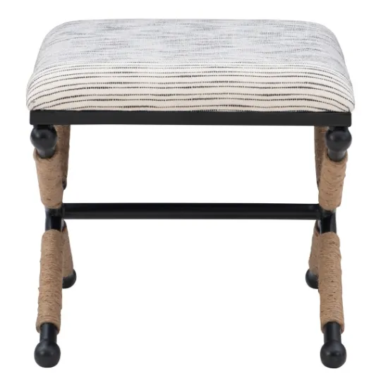 Kirkland's Home Eclectic Black And White Striped X Frame Stool- Benches & Ottomans