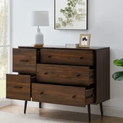 Kirkland's Home Eden Dark Walnut Tapered Legs Dresser- Dressers & Chests
