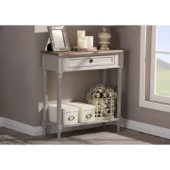 Kirkland's Home Edward Gray Mindi Wood Fluted Console Table- Console Tables