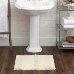 Kirkland's Home Eggshell Asymmetrical Cotton Bath Mat, 24 In.- Bathroom Rugs