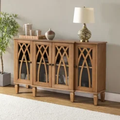Kirkland's Home Eleanora Acorn Wood 4-Door Sideboard- Cabinets & Sideboards