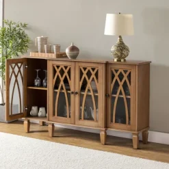 Kirkland's Home Eleanora Acorn Wood 4-Door Sideboard- Cabinets & Sideboards
