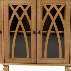 Kirkland's Home Eleanora Acorn Wood 4-Door Sideboard- Cabinets & Sideboards
