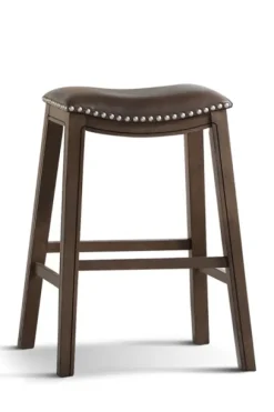 Kirkland's Home Ella Saddle Bar Stool With Nailhead Trim- Bar Stools & Counter Height Stools