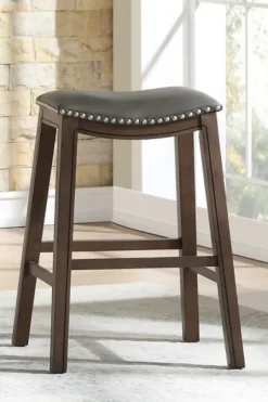 Kirkland's Home Ella Saddle Bar Stool With Nailhead Trim- Bar Stools & Counter Height Stools