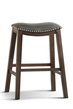 Kirkland's Home Ella Saddle Bar Stool With Nailhead Trim- Bar Stools & Counter Height Stools