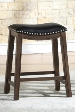 Kirkland's Home Ella Saddle Counter Stool With Nailhead Trim- Bar Stools & Counter Height Stools