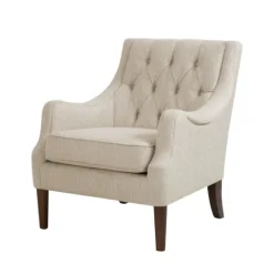 Kirkland's Home Elle Tufted Cream Accent Chair- Accent Chairs