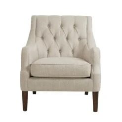 Kirkland's Home Elle Tufted Cream Accent Chair- Accent Chairs