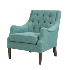 Kirkland's Home Elle Tufted Teal Accent Chair- Accent Chairs