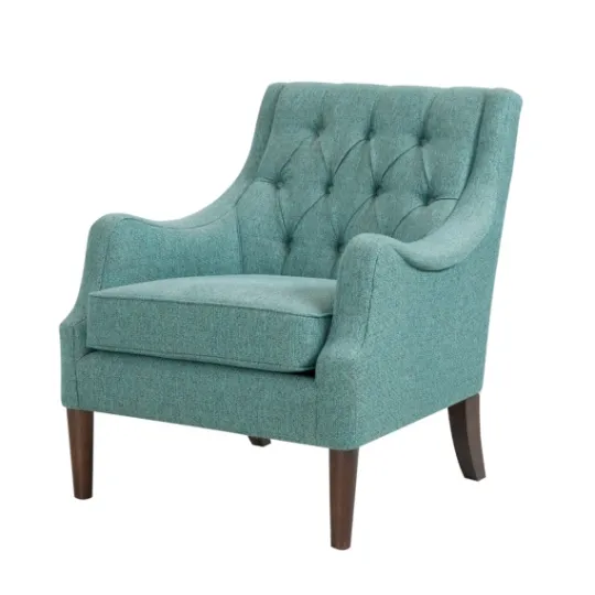 Kirkland's Home Elle Tufted Teal Accent Chair- Accent Chairs