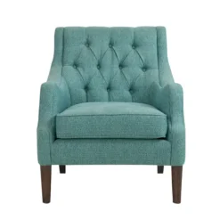 Kirkland's Home Elle Tufted Teal Accent Chair- Accent Chairs