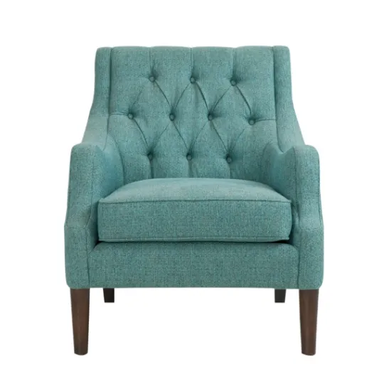 Kirkland's Home Elle Tufted Teal Accent Chair- Accent Chairs