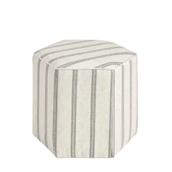 Kirkland's Home Ellen Stripe Martha Stewart Hexagon Ottoman- Benches & Ottomans
