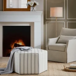 Kirkland's Home Ellen Stripe Martha Stewart Cocktail Ottoman- Benches & Ottomans