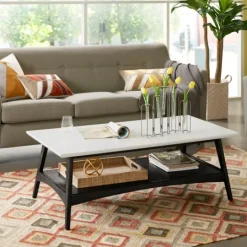 Kirkland's Home Ellis Black And White Wood Coffee Table- Coffee Tables