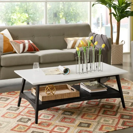 Kirkland's Home Ellis Black And White Wood Coffee Table- Coffee Tables