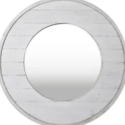 Kirkland's Home Ellison Shiplap Round Wood Wall Mirror- Decorative Mirrors