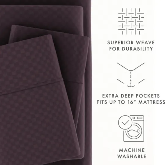 Kirkland's Home Embossed Checkered 3-Pc. Twin Sheet Set- Bed Sheets