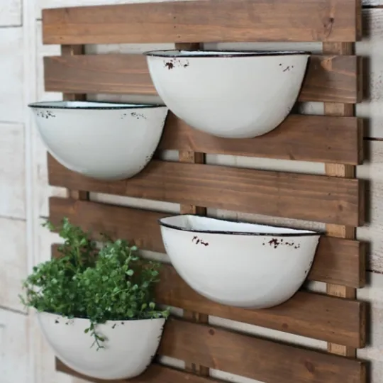 Kirkland's Home Enamel Pot Wall Planter- Wall Plaques
