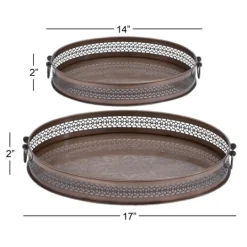 Kirkland's Home Engraved Metal Mandala Trays, Set Of 2- Decorative Trays