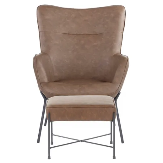 Kirkland's Home Espresso Faux Leather 2-Pc. Chair And Ottoman Set- Accent Chairs