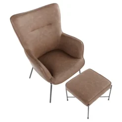 Kirkland's Home Espresso Faux Leather 2-Pc. Chair And Ottoman Set- Accent Chairs