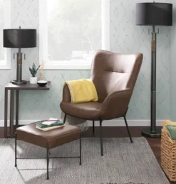 Kirkland's Home Espresso Faux Leather 2-Pc. Chair And Ottoman Set- Accent Chairs