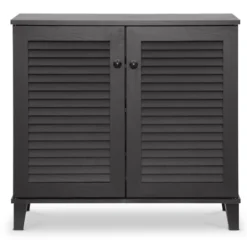 Kirkland's Home Espresso Shutter Door Wooden Cabinet- Cabinets & Sideboards