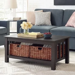 Kirkland's Home Espresso Traditional Wooden Basket Coffee Table- Coffee Tables