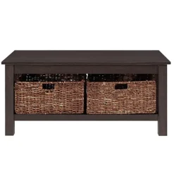 Kirkland's Home Espresso Traditional Wooden Basket Coffee Table- Coffee Tables