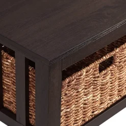 Kirkland's Home Espresso Traditional Wooden Basket Coffee Table- Coffee Tables