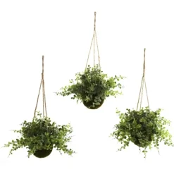 Kirkland's Home Eucalyptus And Berry Hanging Baskets, Set Of 3- Arrangements & Greenery
