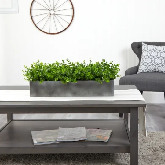 Kirkland's Home Eucalyptus Arrangement In Gray Planter Box- Arrangements & Greenery